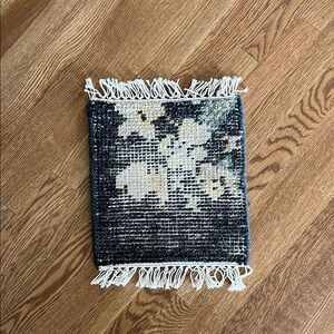 CB2 Lavish Hand-Knotted Black Floral Wool Rug Swatch